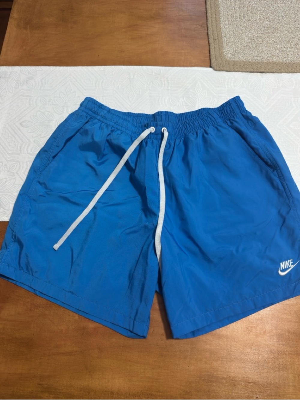 Blue Nike Swim Trunks with White Drawstring Men’s Size XL